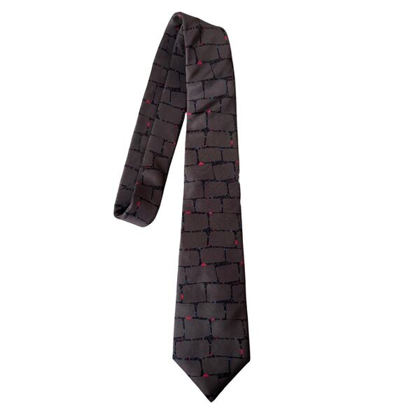 Vintage Christian Dior | 100% Silk Brown Geometric Neck Tie - Picture 1 of 3